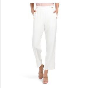 Endless Rose High Waist Button Cropped Trouser Pants Ivory size M